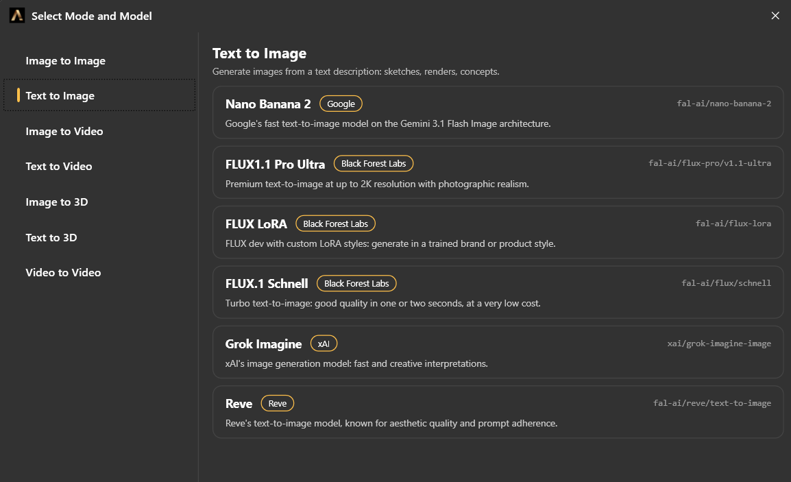 The Text to Image models